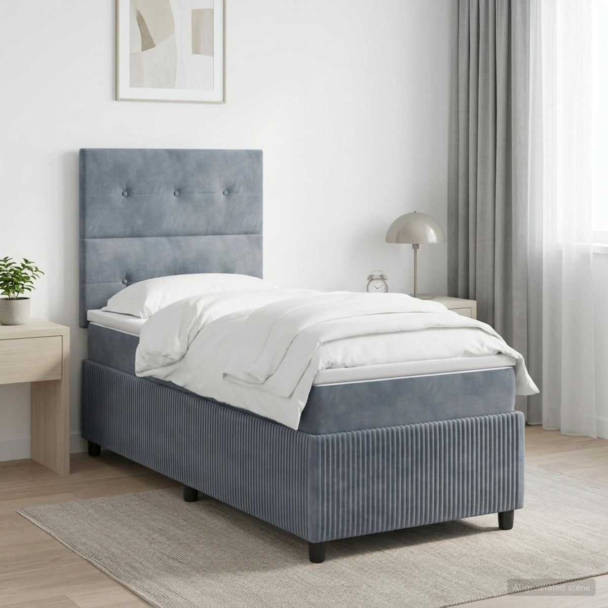 Boxspring krevet s madracem Tamnosiva Jjedan Baršun