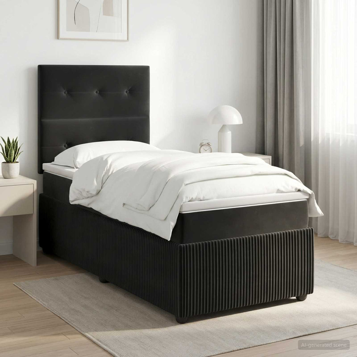 Boxspring krevet s madracem Crna 100 x 200 cm Baršun
