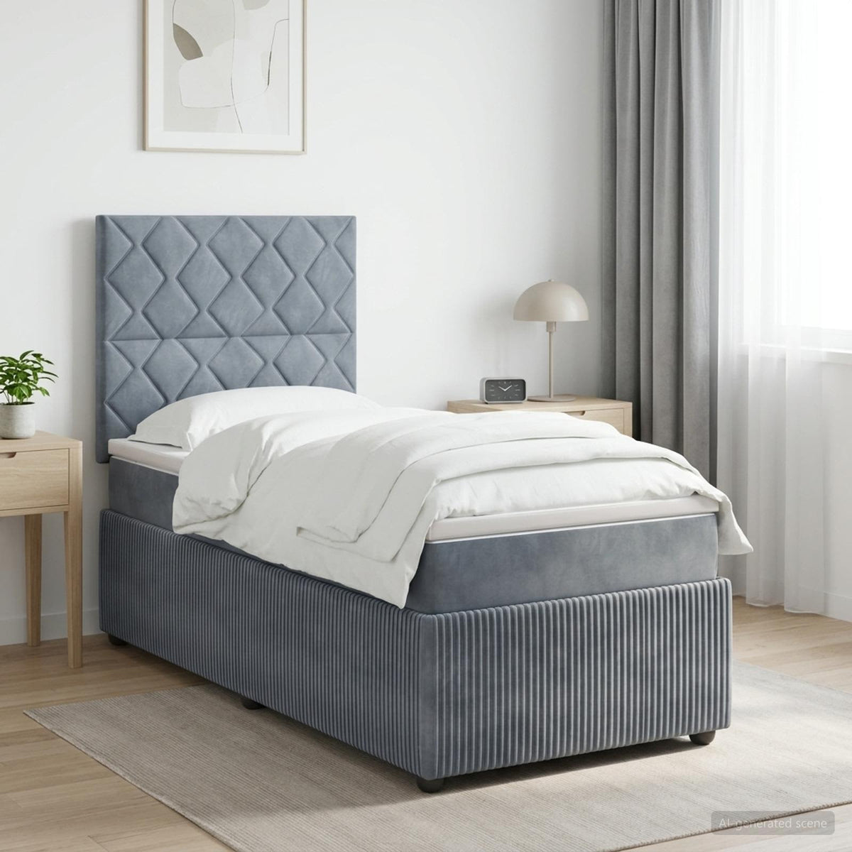 Boxspring krevet s madracem Tamnosiva 90 x 200 cm Baršun