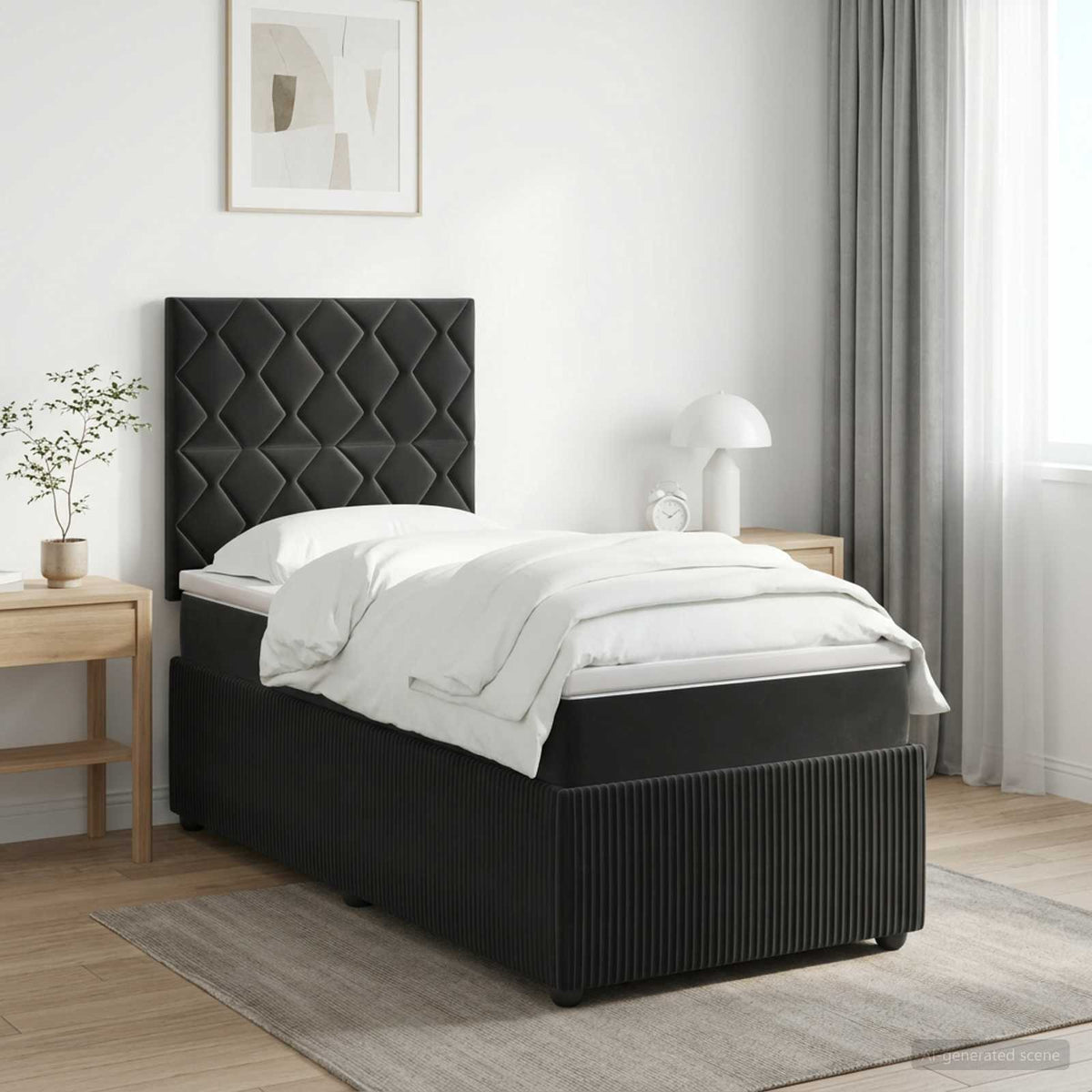 Boxspring krevet s madracem Crna 80 x 200 cm Baršun