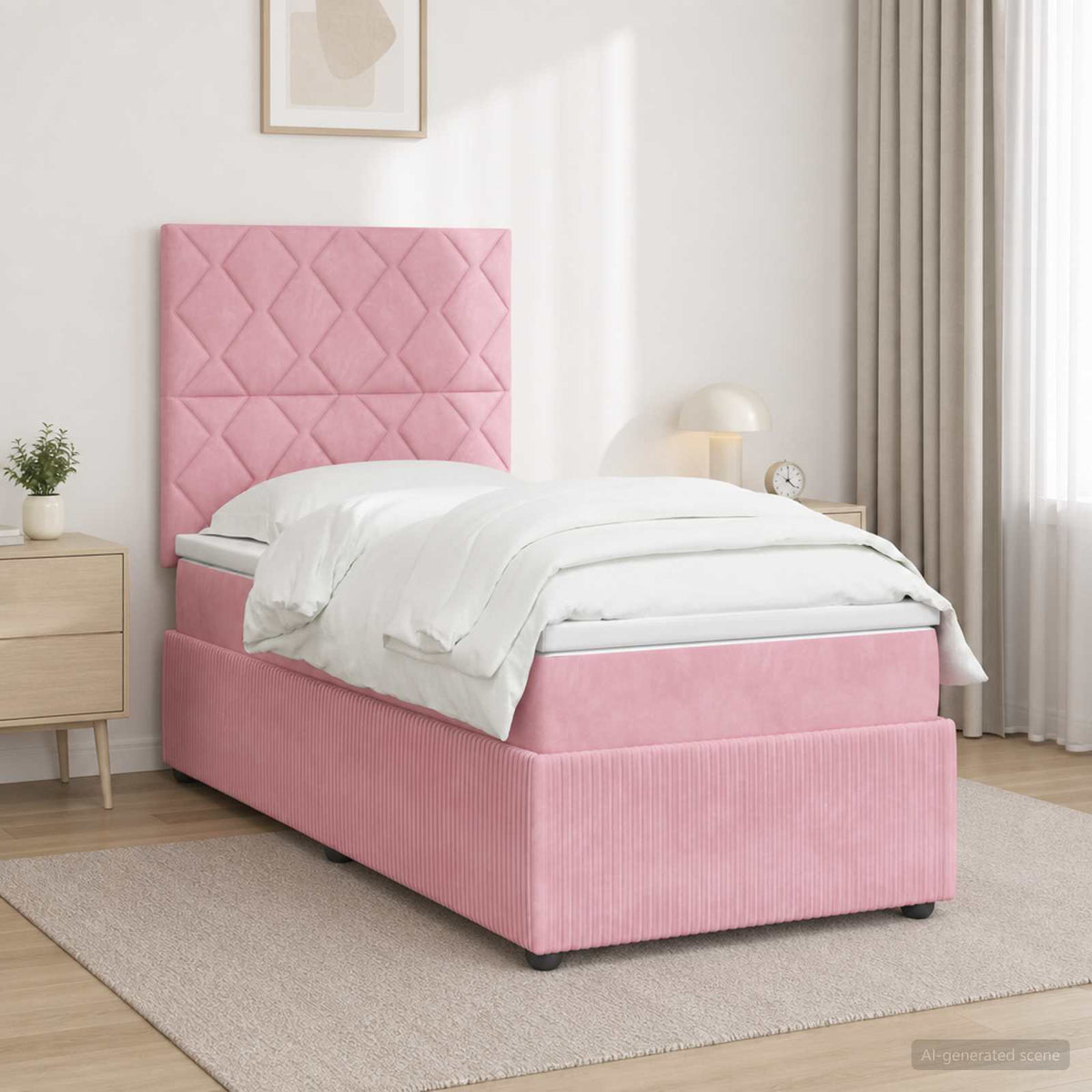 Boxspring krevet s madracem Ružičasta 90 x 200 cm Baršun