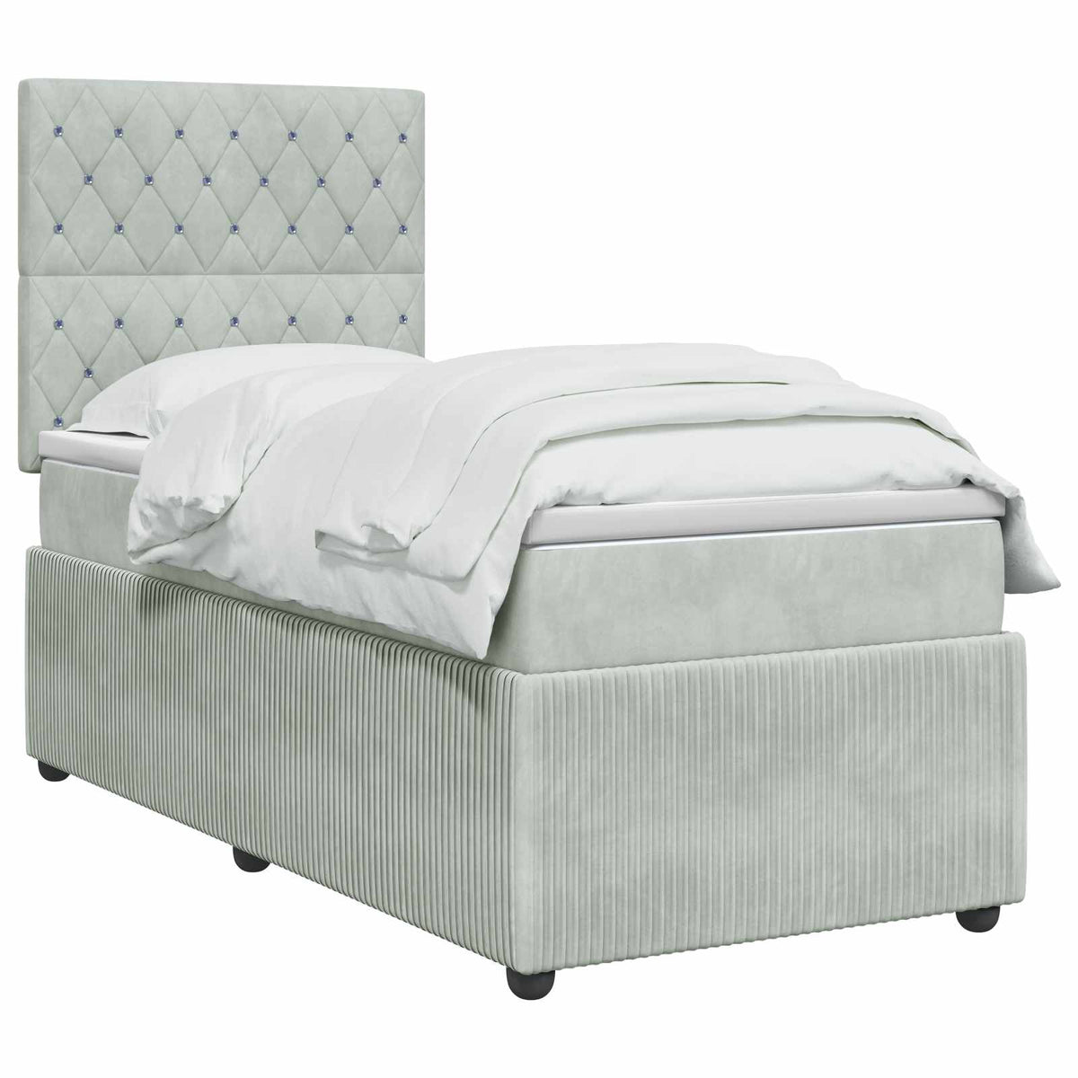 Boxspring krevet s madracem Svjetlosiva 90 x 190 cm Baršun