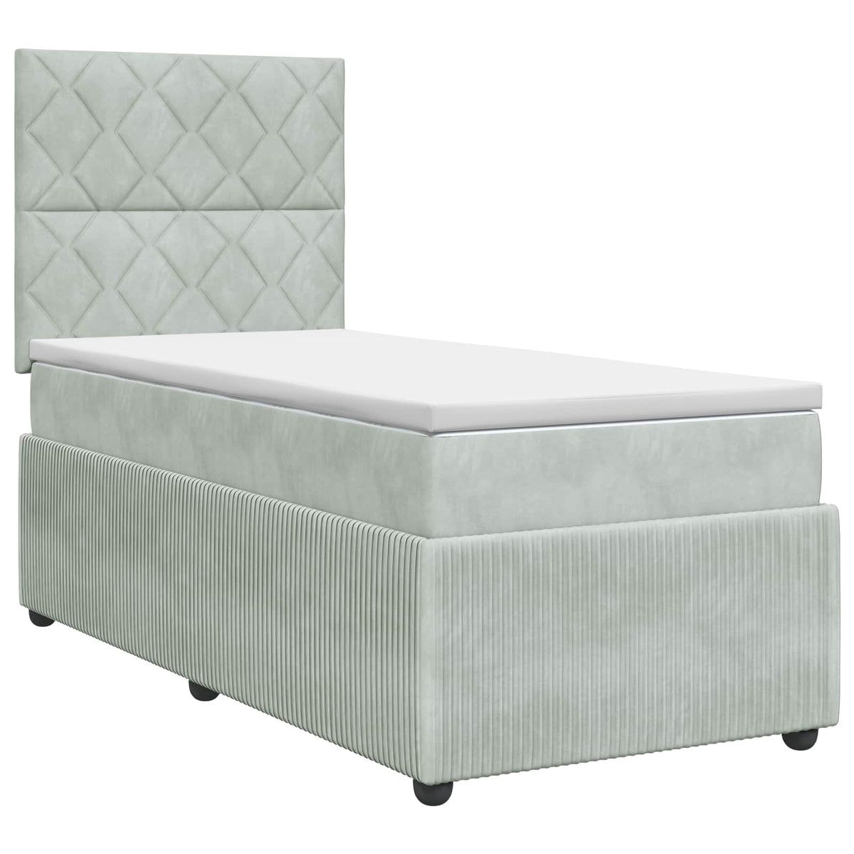 Boxspring krevet s madracem Svjetlosiva 90 x 200 cm Baršun