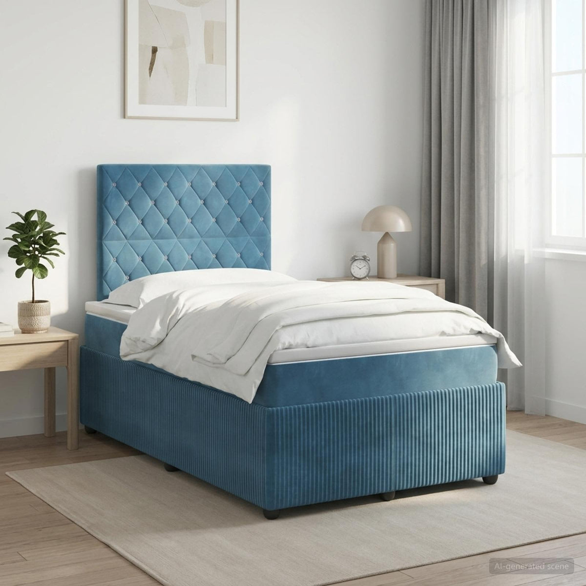 Boxspring krevet s madracem Plava 120 x 200 cm Baršun