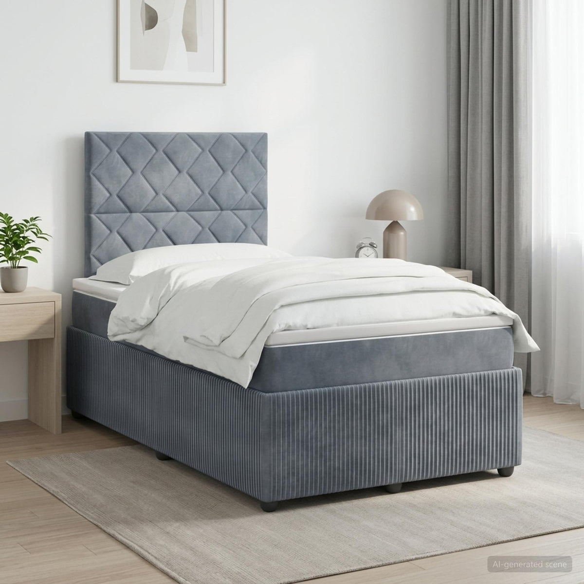 Boxspring krevet s madracem Tamnosiva 120 x 200 cm Baršun