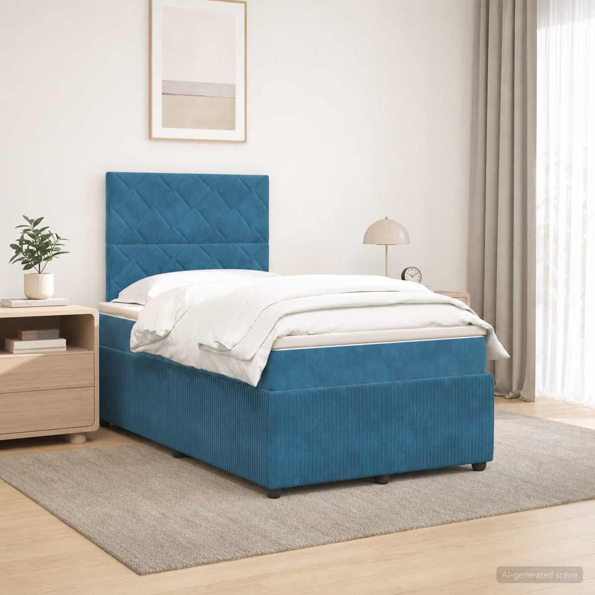 Boxspring krevet s madracem Plava 120 x 200 cm Baršun