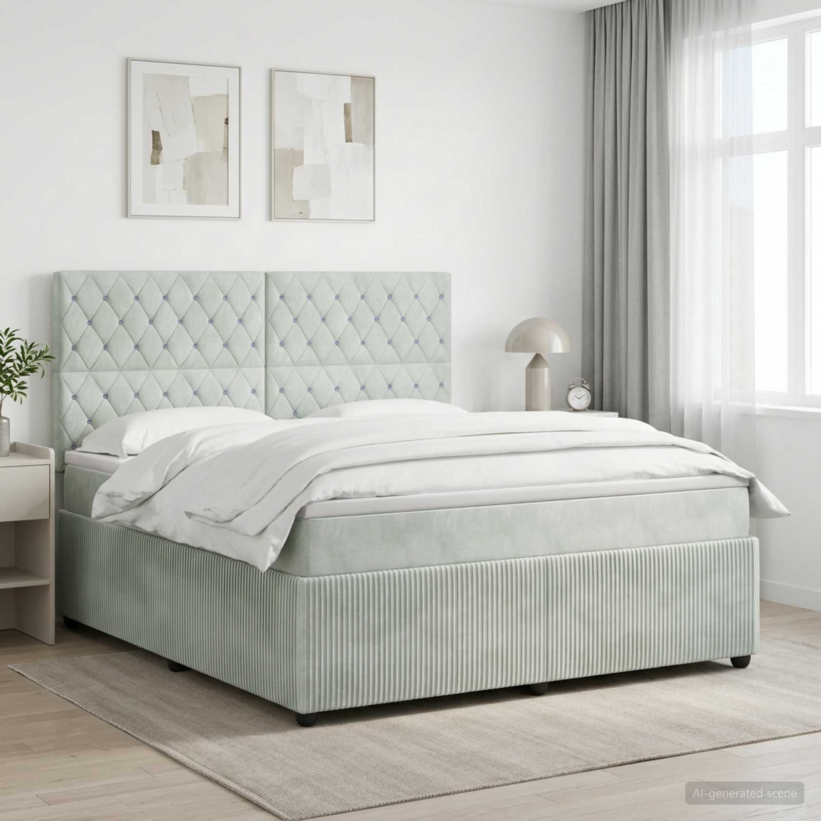 Boxspring krevet s madracem Svjetlosiva 160 x 200 cm Baršun