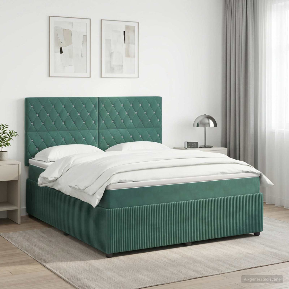 Boxspring krevet s madracem Tamnozelena 160 x 200 cm Baršun