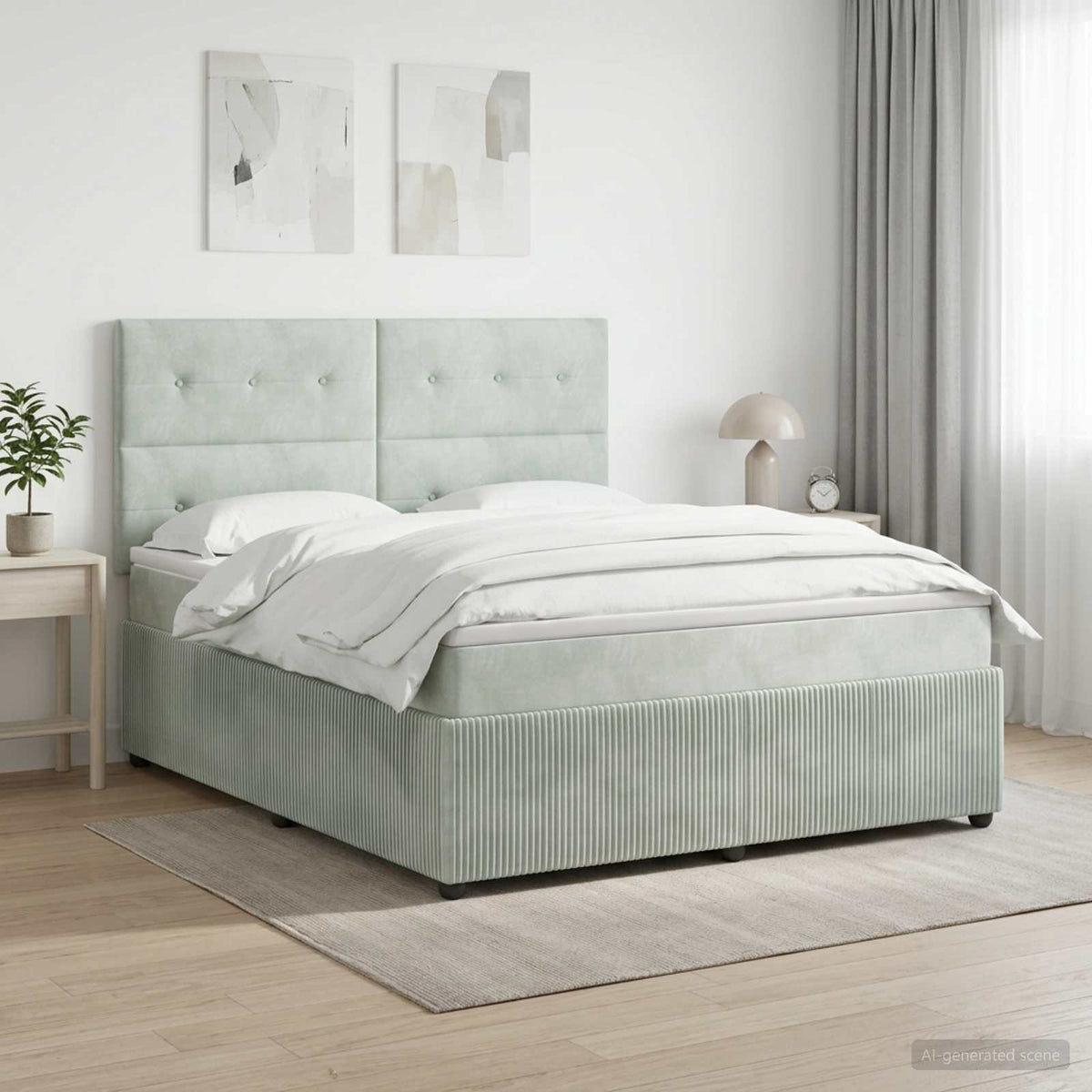 Boxspring krevet s madracem Svjetlosiva 140 x 190 cm Baršun