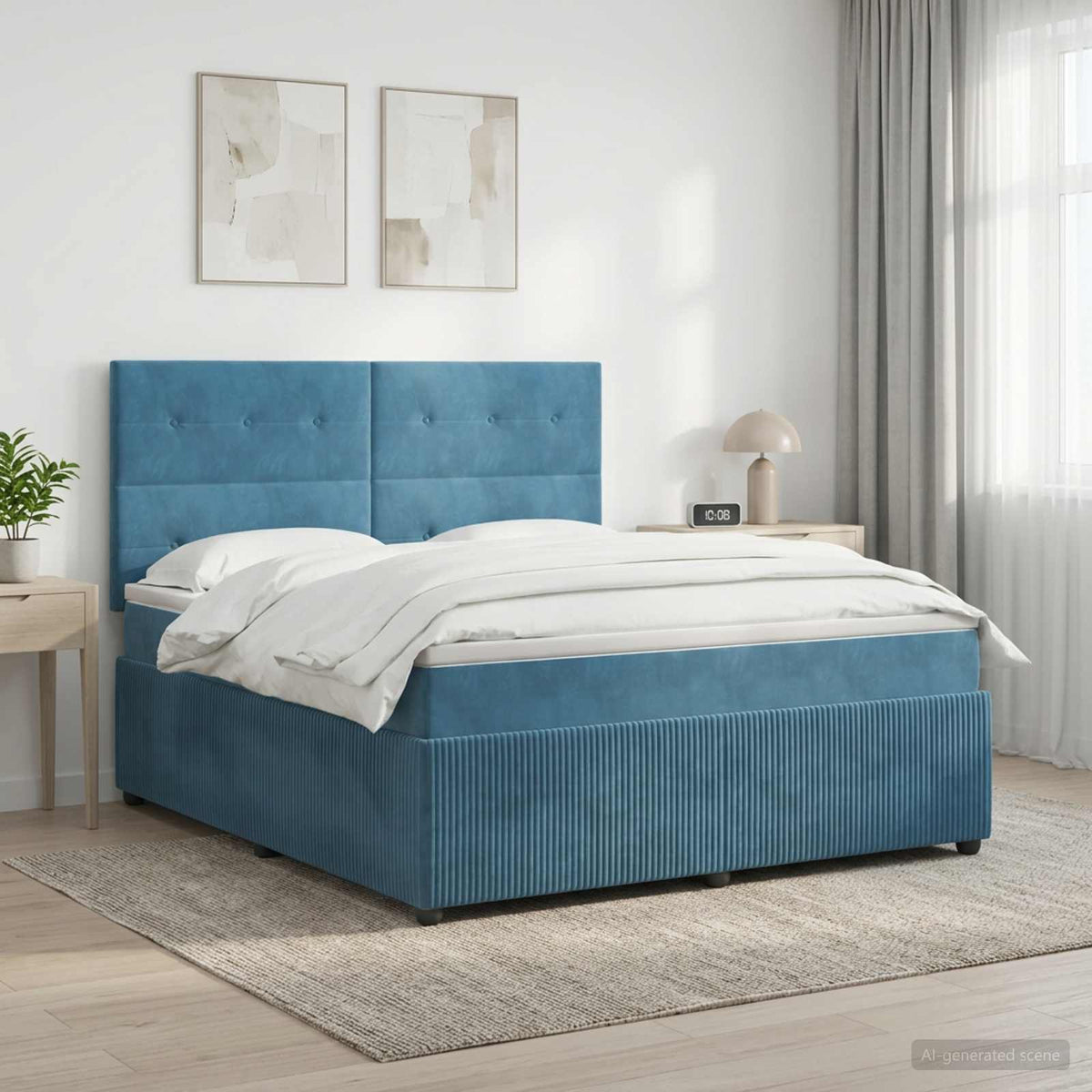 Boxspring krevet s madracem Plava 140 x 200 cm Baršun