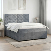 Boxspring krevet s madracem Tamnosiva 160 x 200 cm Baršun