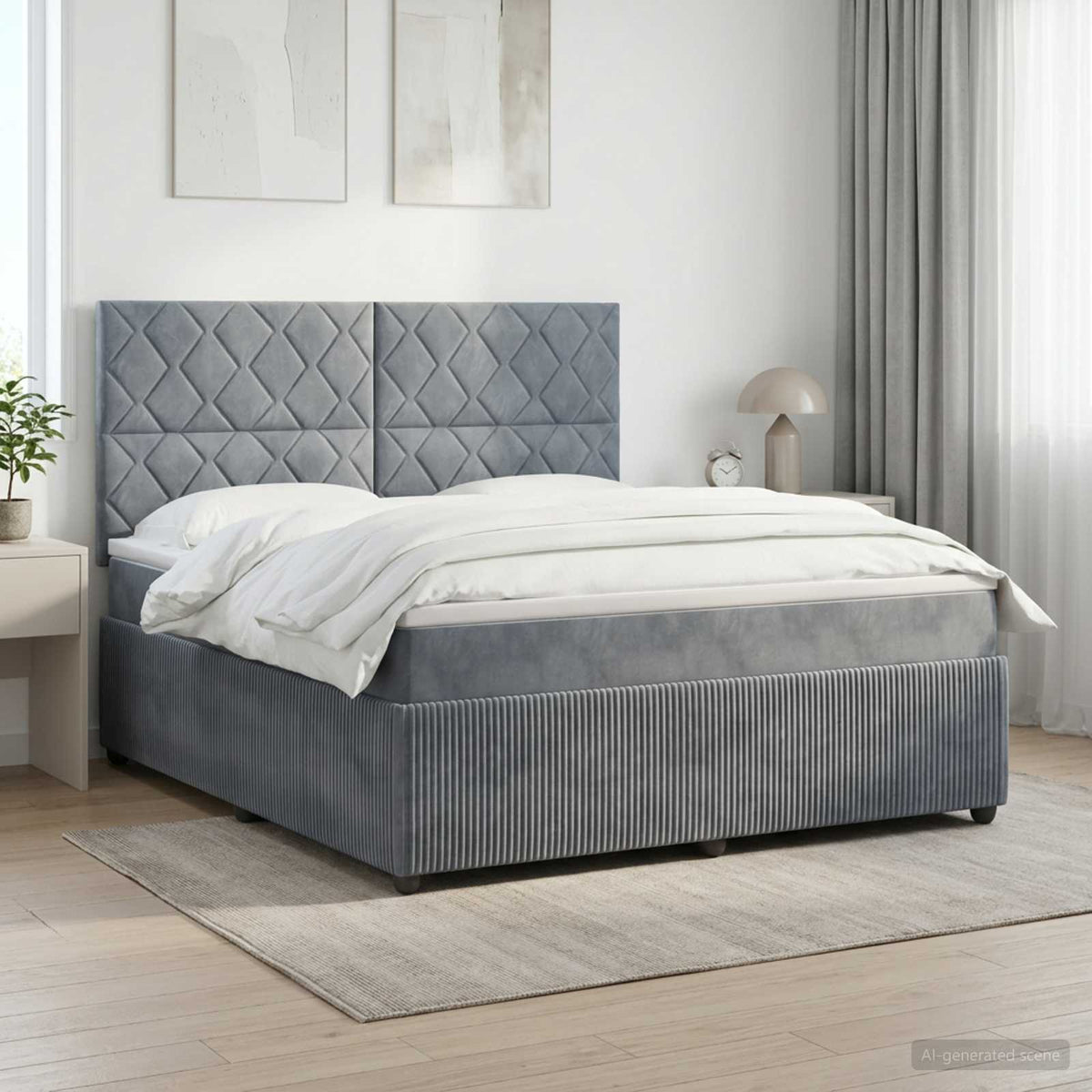 Boxspring krevet s madracem Tamnosiva 180 x 200 cm Baršun