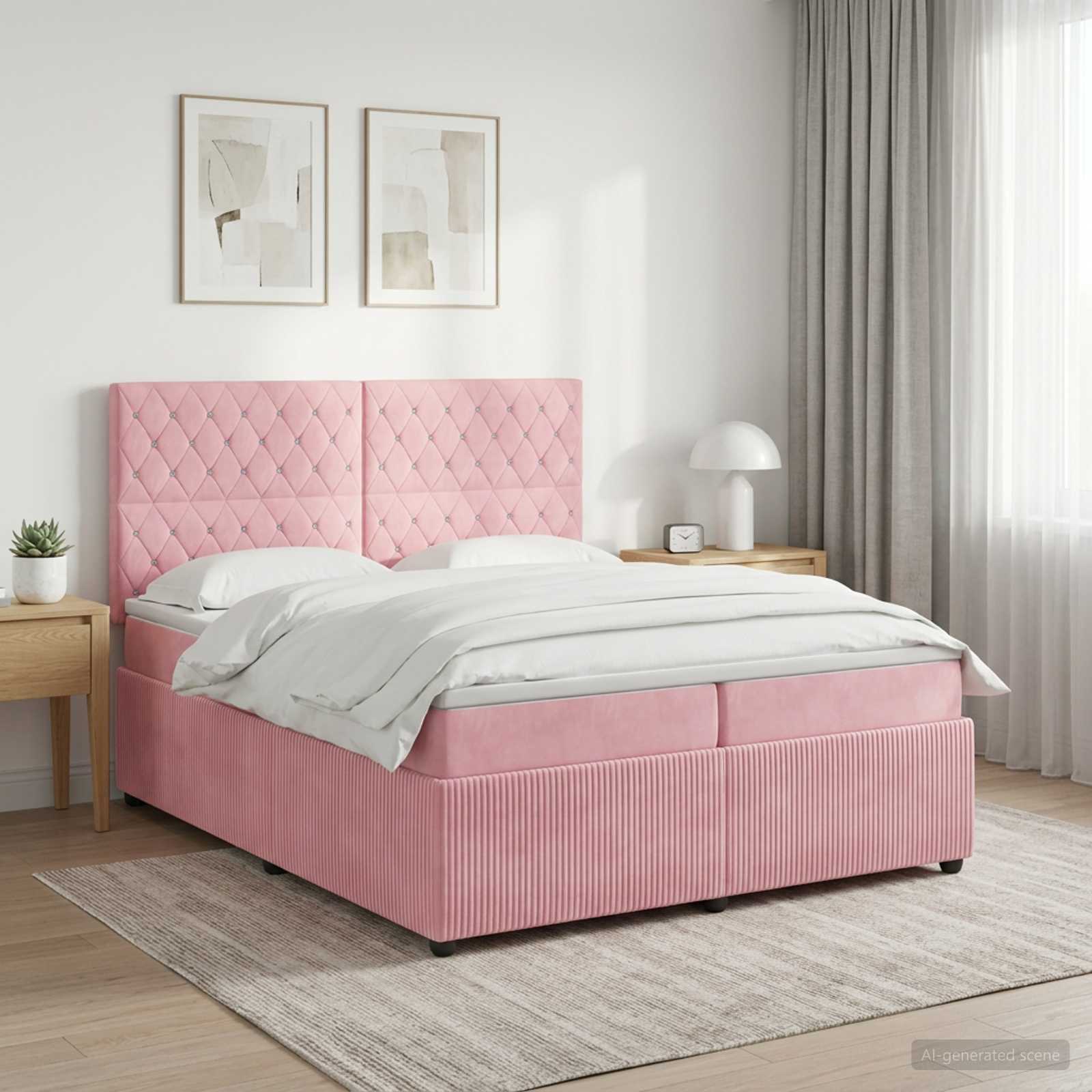 Boxspring krevet s madracem Ružičasta 200 x 200 cm Baršun