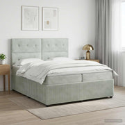 Boxspring krevet s madracem Svjetlosiva 200 x 200 cm Baršun