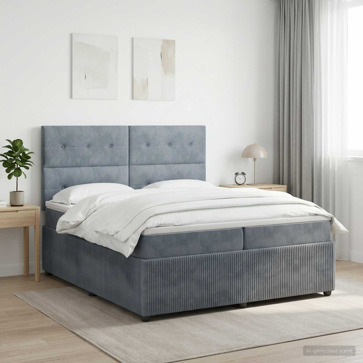 Boxspring krevet s madracem Tamnosiva 200 x 200 cm Baršun