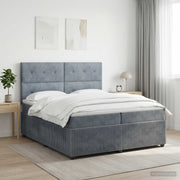 Boxspring krevet s madracem Tamnosiva 200 x 200 cm Baršun