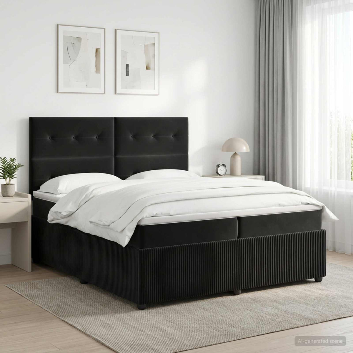 Boxspring krevet s madracem Crna 200 x 200 cm Baršun