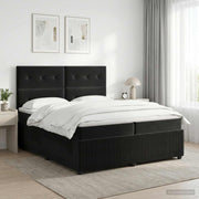 Boxspring krevet s madracem Crna 200 x 200 cm Baršun