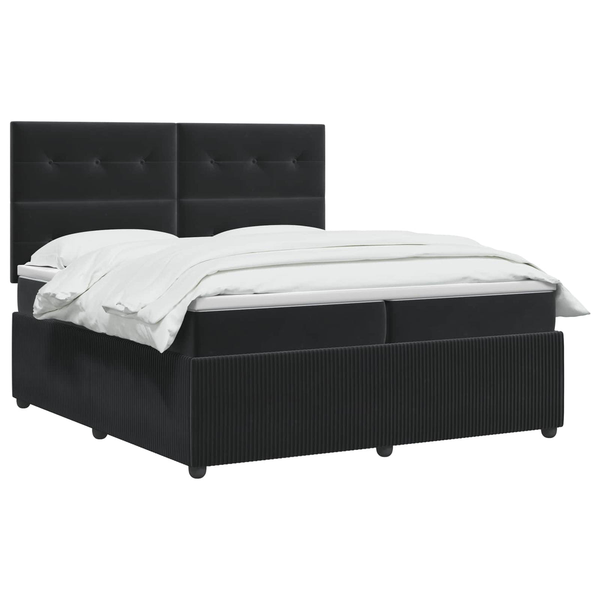 Boxspring krevet s madracem Crna 200 x 200 cm Baršun