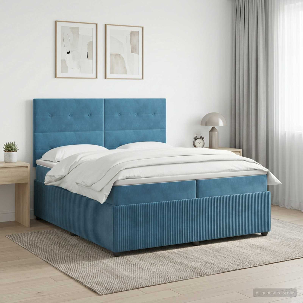 Boxspring krevet s madracem Plava 200 x 200 cm Baršun