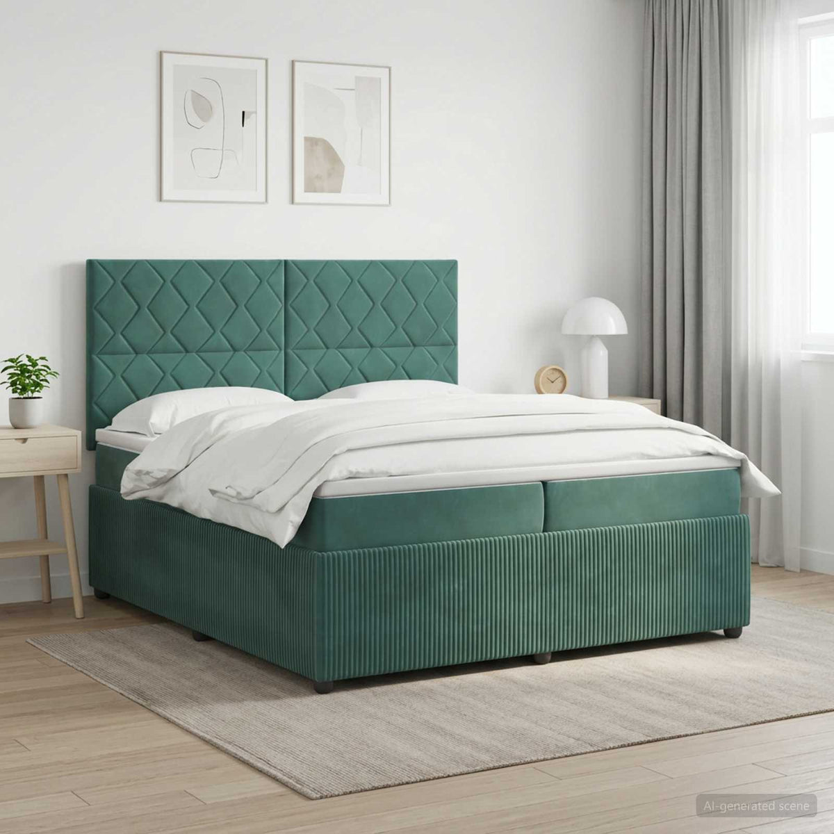 Boxspring krevet s madracem Tamnozelena 200 x 200 cm Baršun