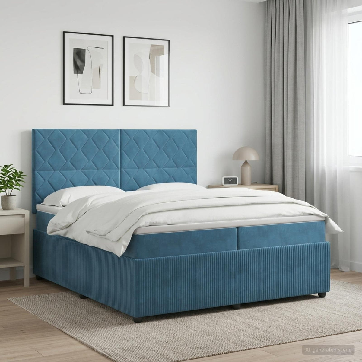 Boxspring krevet s madracem Plava 200 x 200 cm Baršun