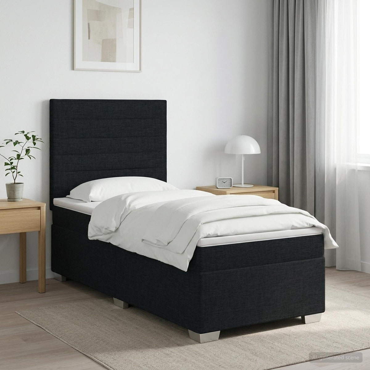 Boxspring krevet s madracem Crna 80 x 200 cm Tkanina 80 x 200 x 140.5 cm