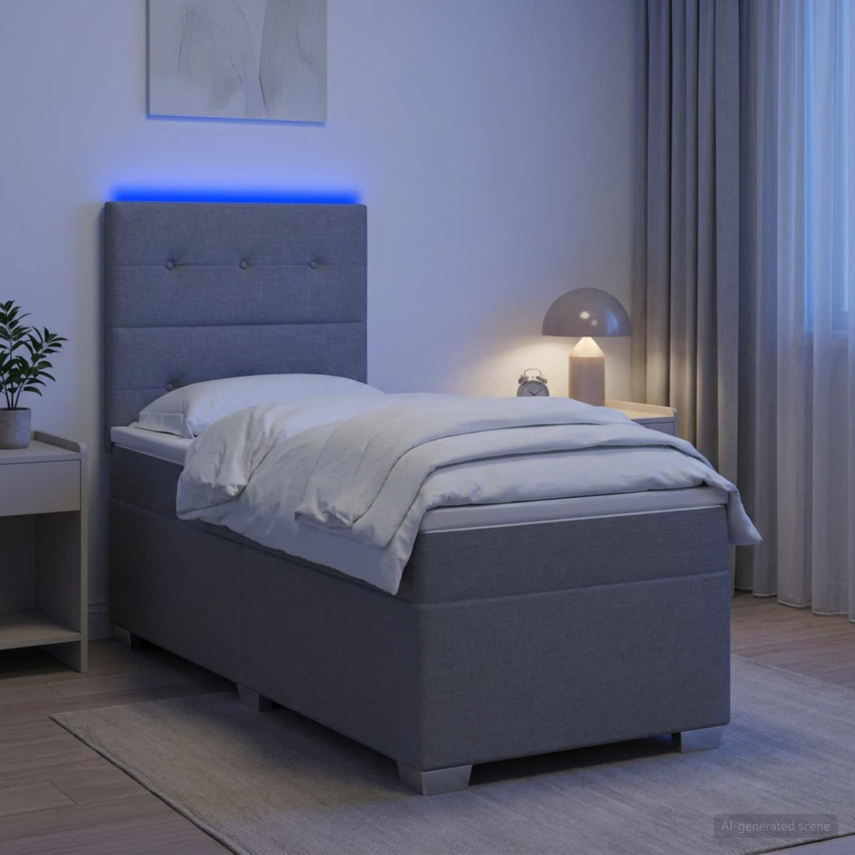 Krevet s box springom, madracem i LED-om 90 x 190 cm