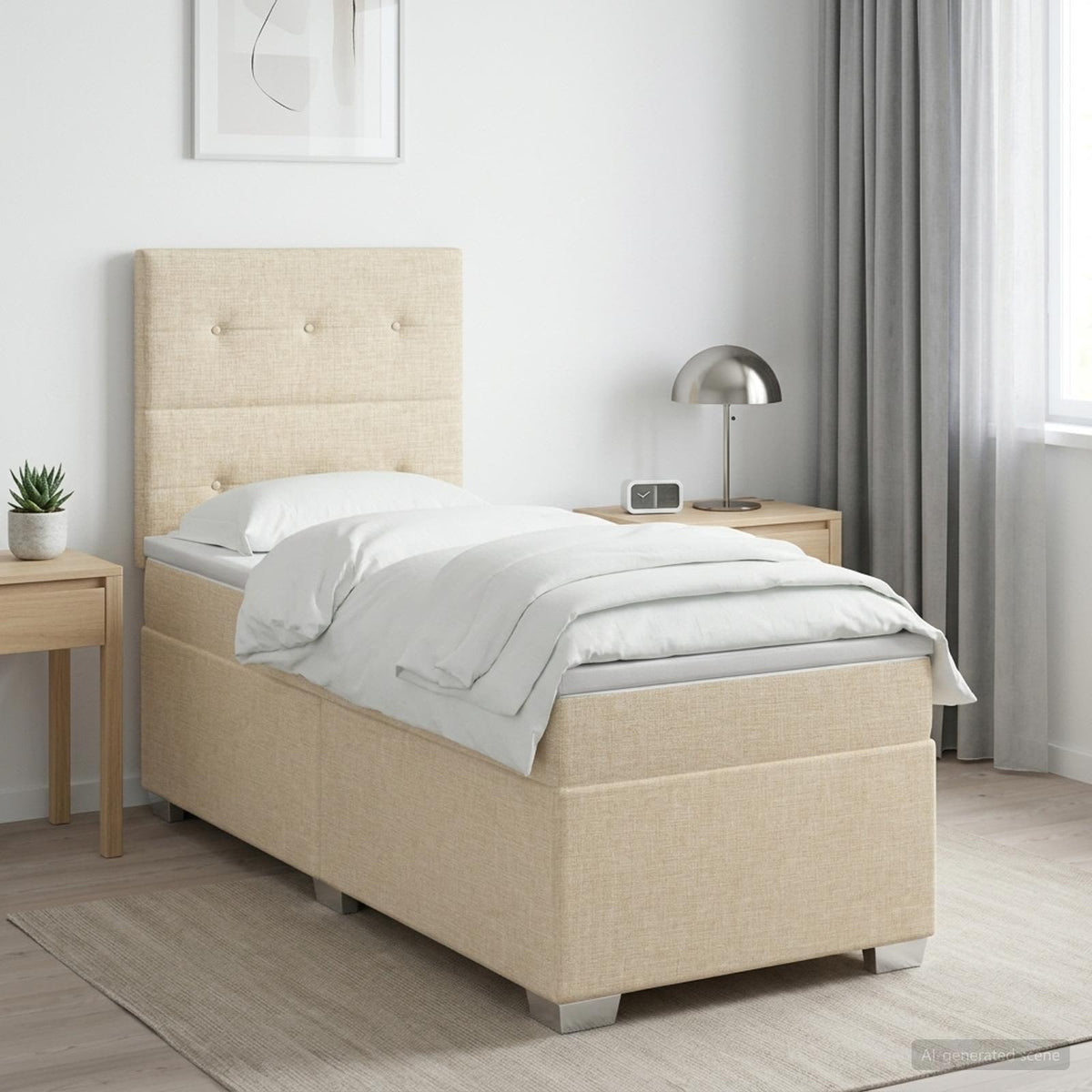 Boxspring krevet s madracem Krem 90 x 190 cm Tkanina