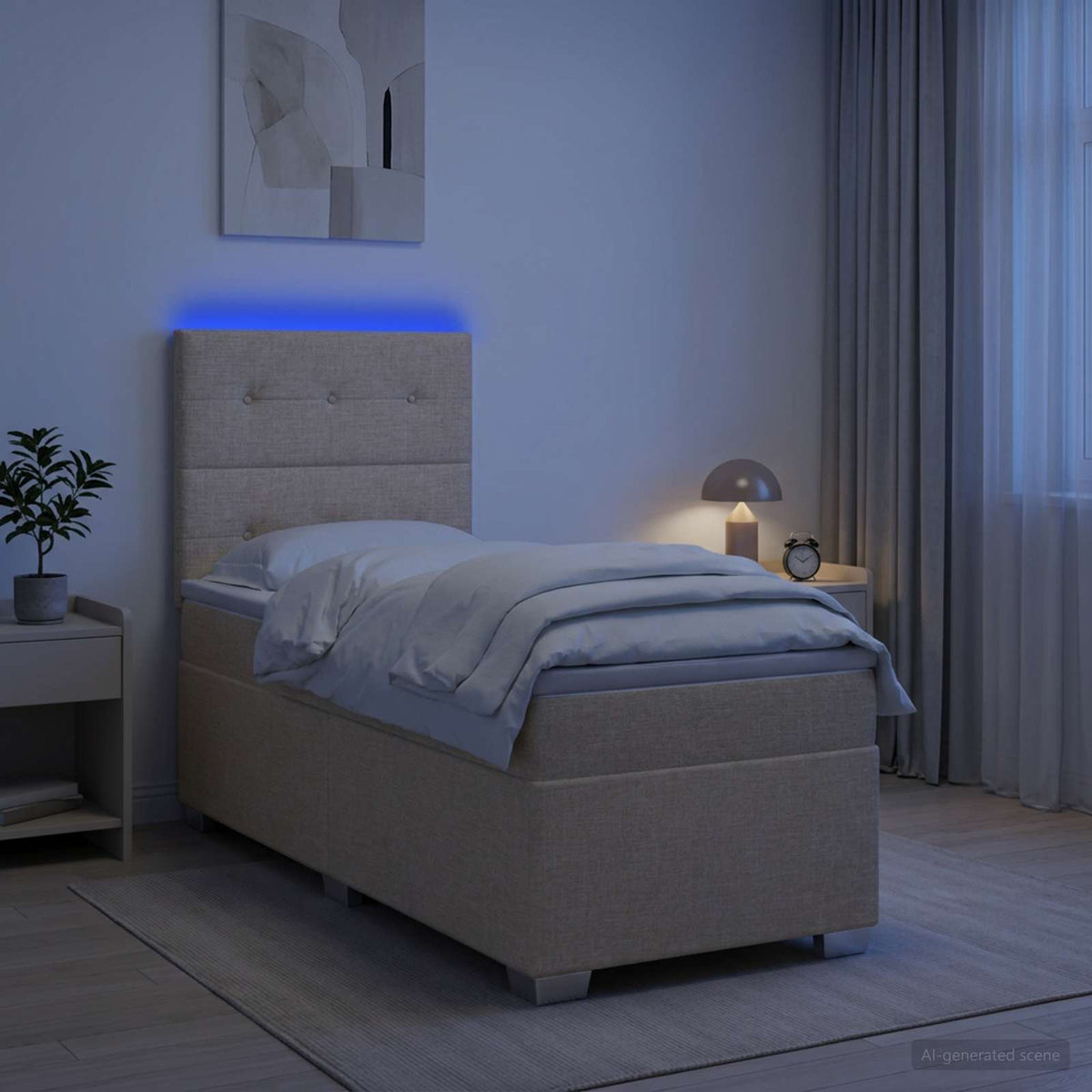 Boxspring krevet s madracem Krem 90 x 190 cm Tkanina