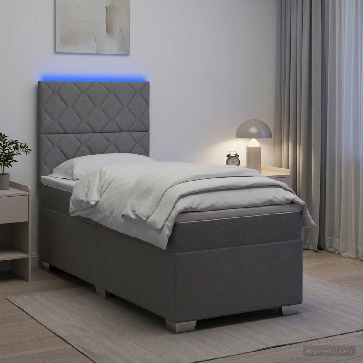Krevet s box springom, madracem i LED-om 90 x 190 cm