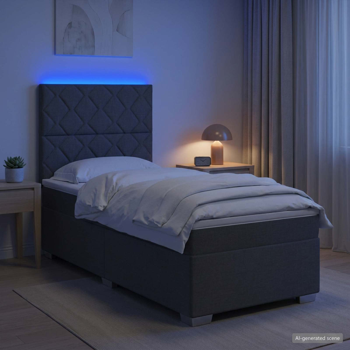 Krevet s box springom, madracem i LED-om 90 x 190 cm