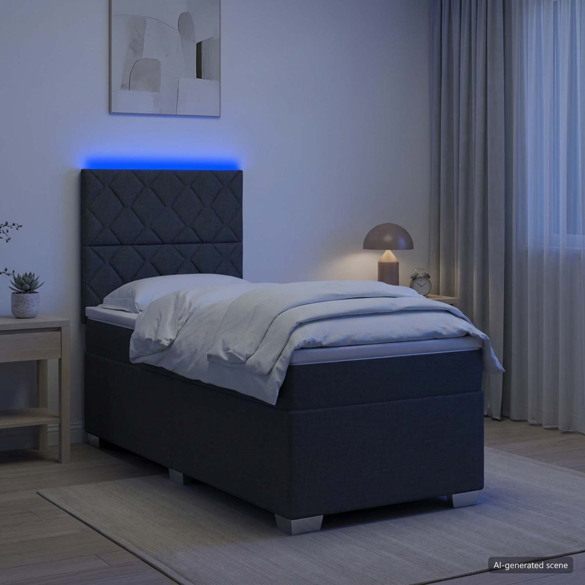 Krevet s box springom, madracem i LED-om 90 x 190 cm