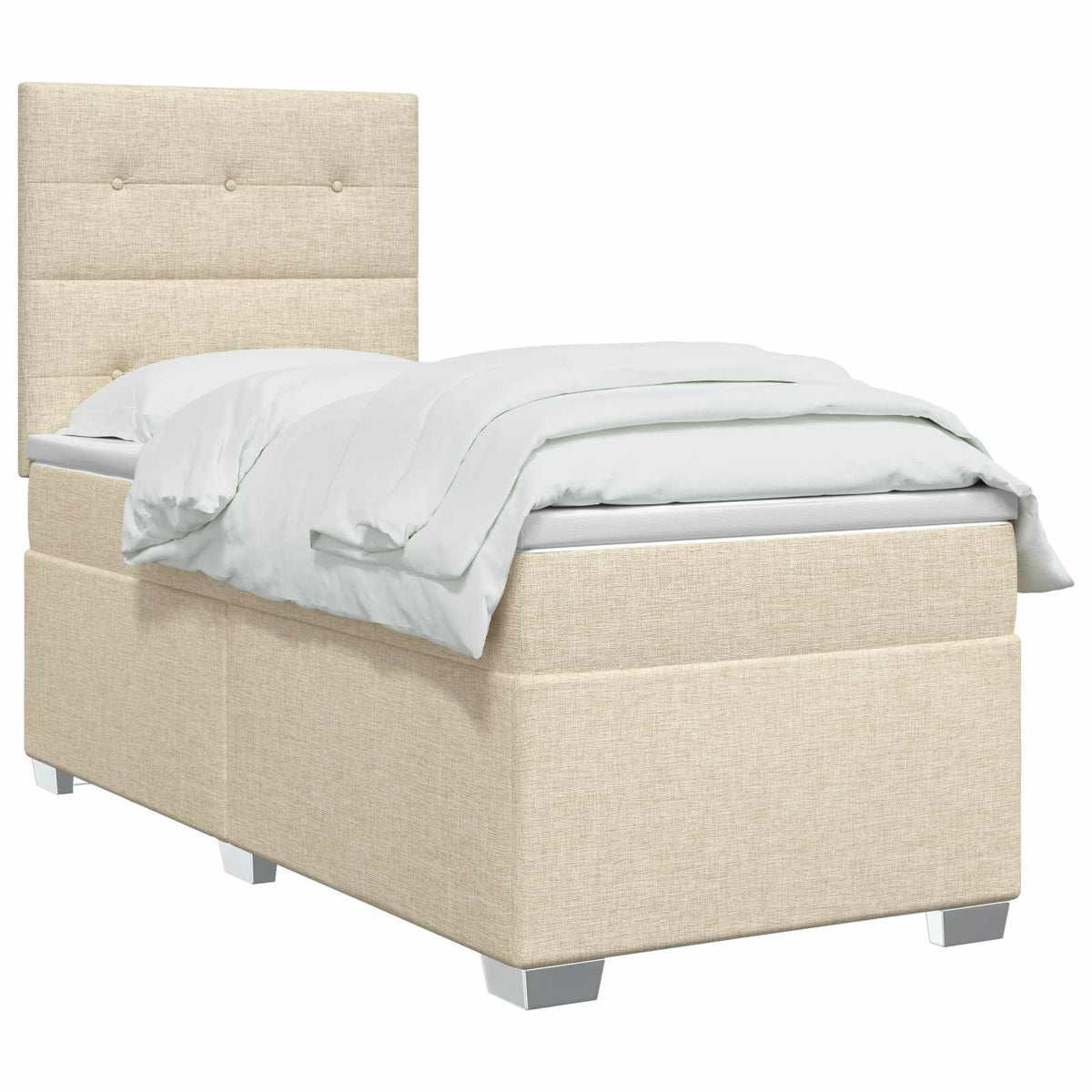 Boxspring krevet s madracem Krem 90 x 190 cm Tkanina