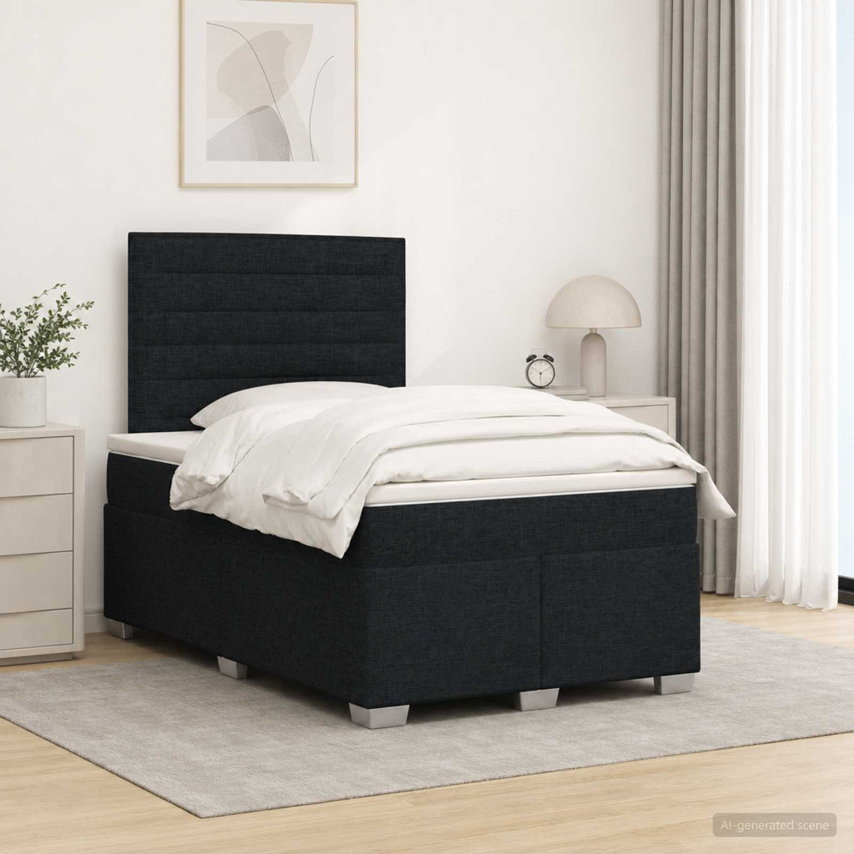 Boxspring krevet s madracem Crna 120 x 190 cm Tkanina