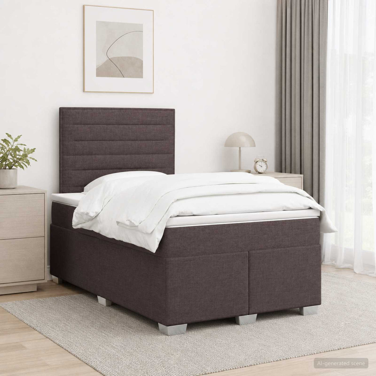 Boxspring krevet s madracem Tamno smeđa 120 x 190 cm Tkanina