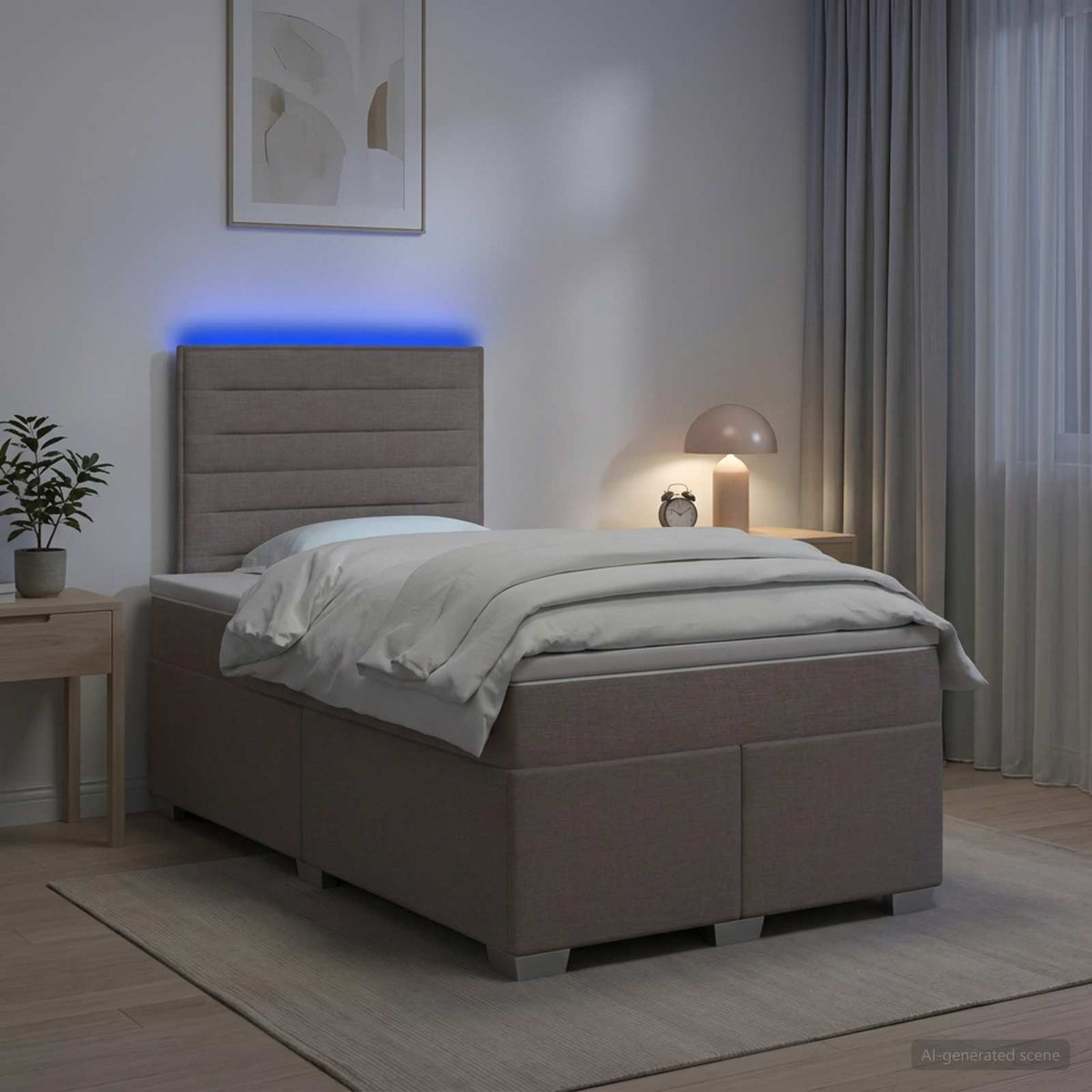 Boxspring krevet s madracem Sivosmeđa 120 x 190 cm Tkanina