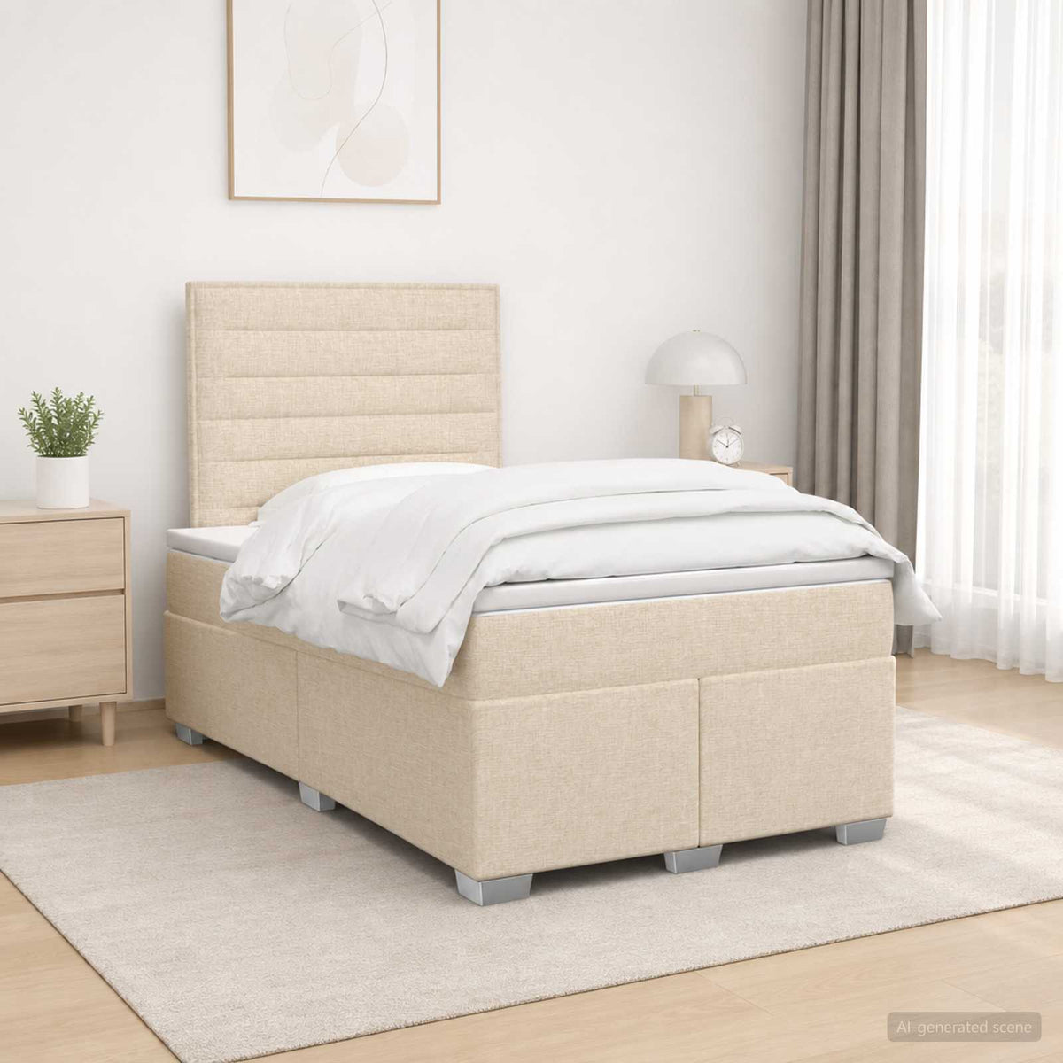 Boxspring krevet s madracem Krem 120 x 190 cm Tkanina