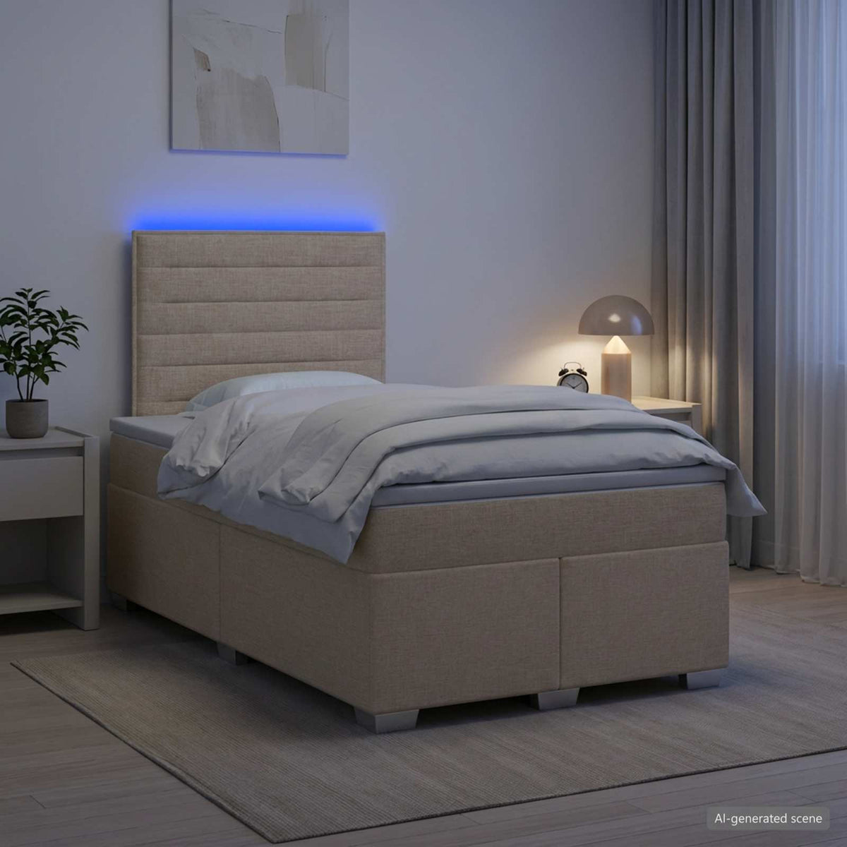 Boxspring krevet s madracem Krem 120 x 190 cm Tkanina
