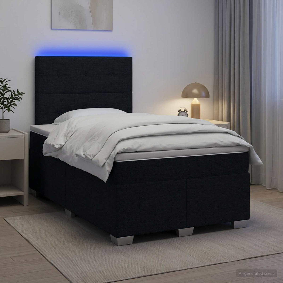 Boxspring krevet s madracem Crna 120 x 190 cm Tkanina