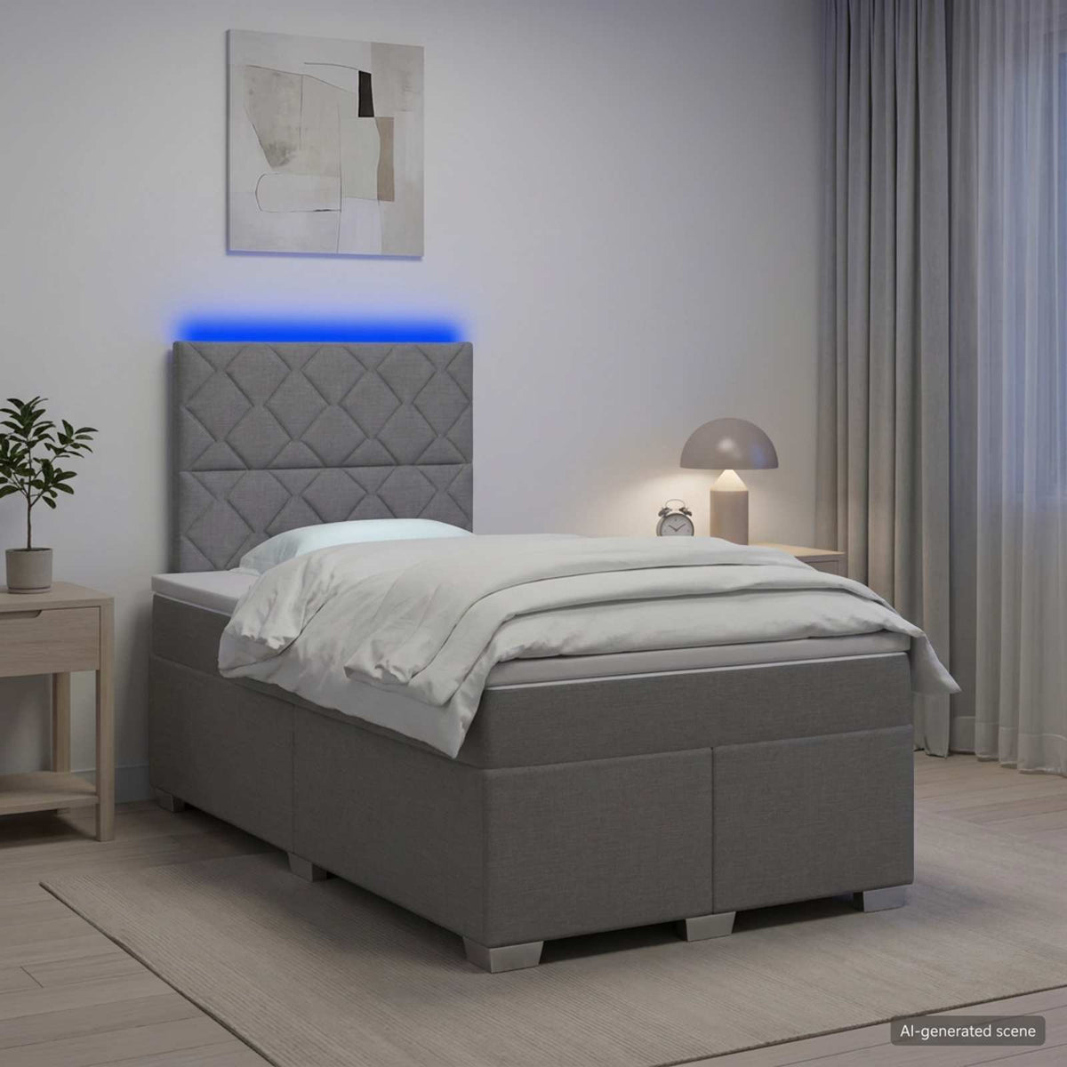 Boxspring krevet s madracem Svjetlosiva 120 x 190 cm Tkanina
