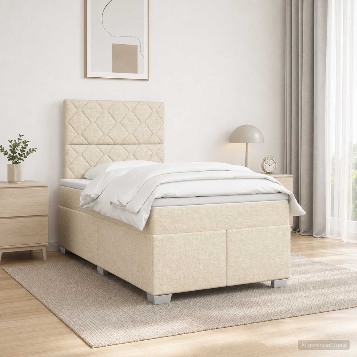 Boxspring krevet s madracem Krem 120 x 190 cm Tkanina