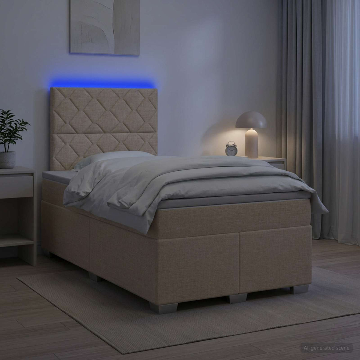 Boxspring krevet s madracem Krem 120 x 190 cm Tkanina