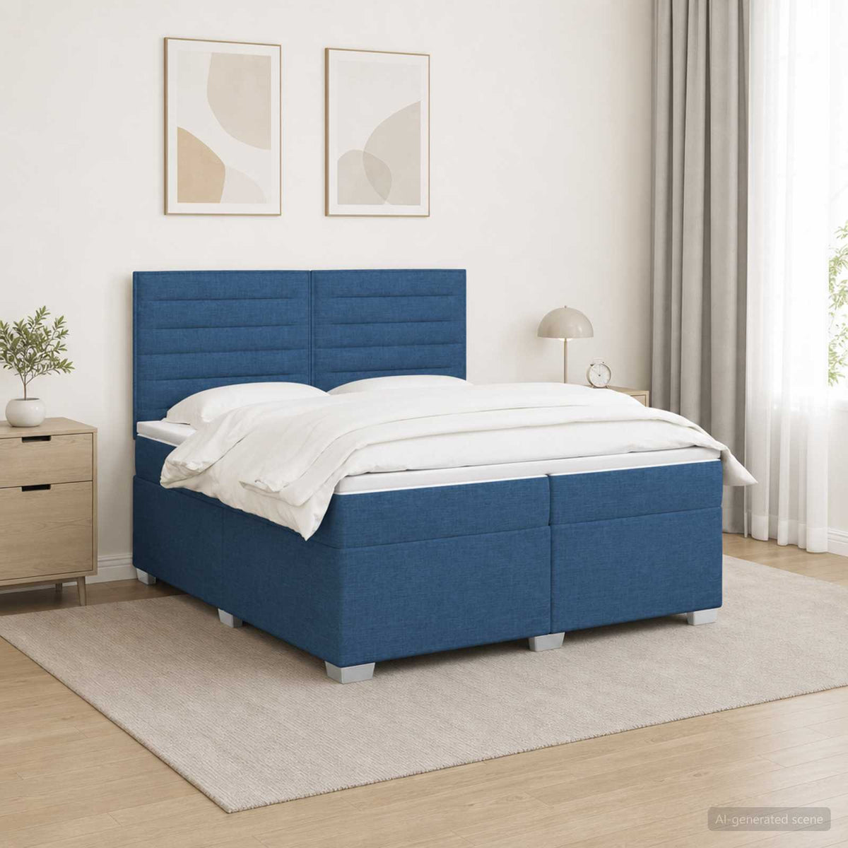 Boxspring krevet s madracem Plava 200 x 200 cm Tkanina
