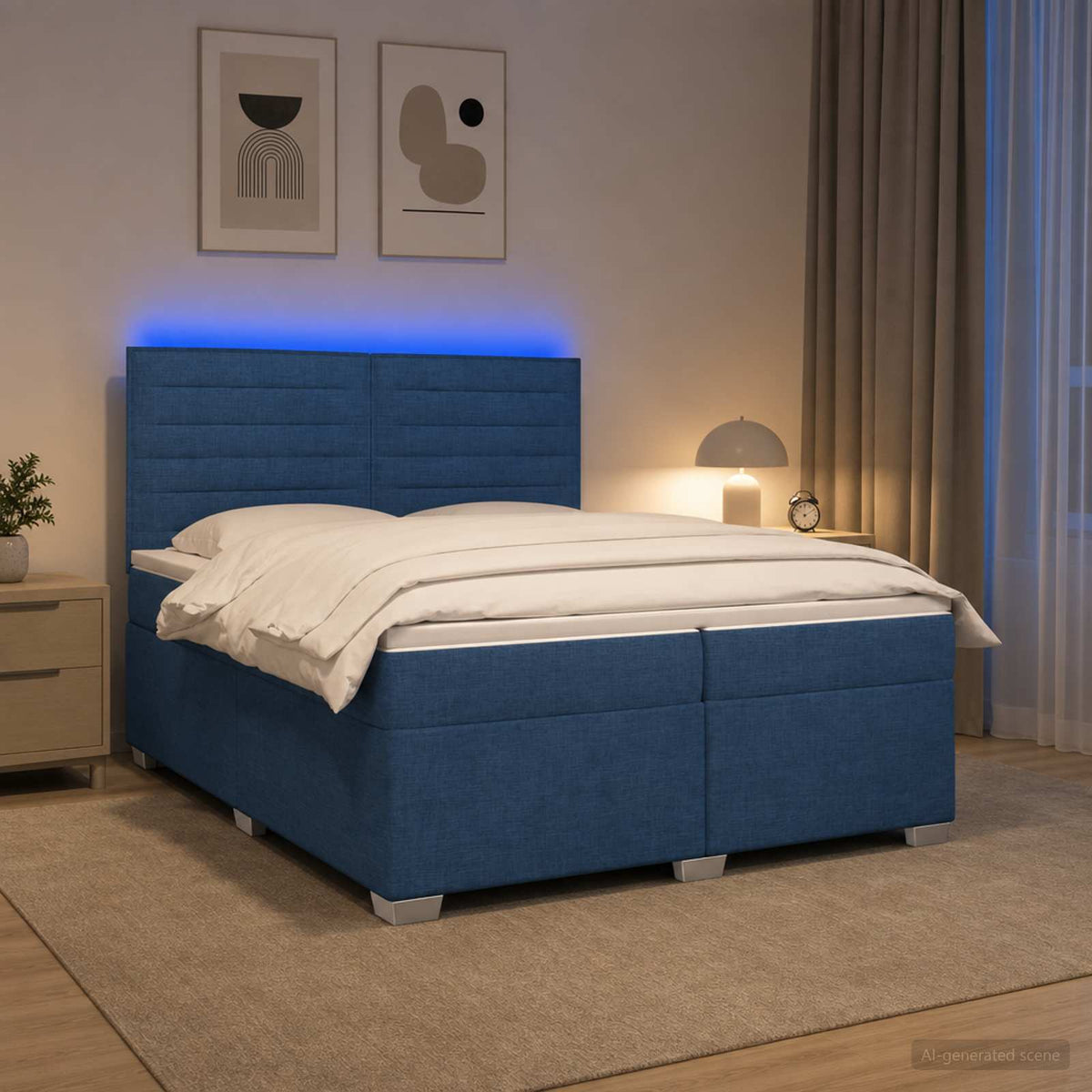 Boxspring krevet s madracem Plava 200 x 200 cm Tkanina