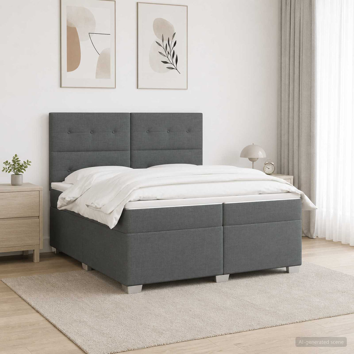Boxspring krevet s madracem Tamnosiva 200 x 200 cm Tkanina