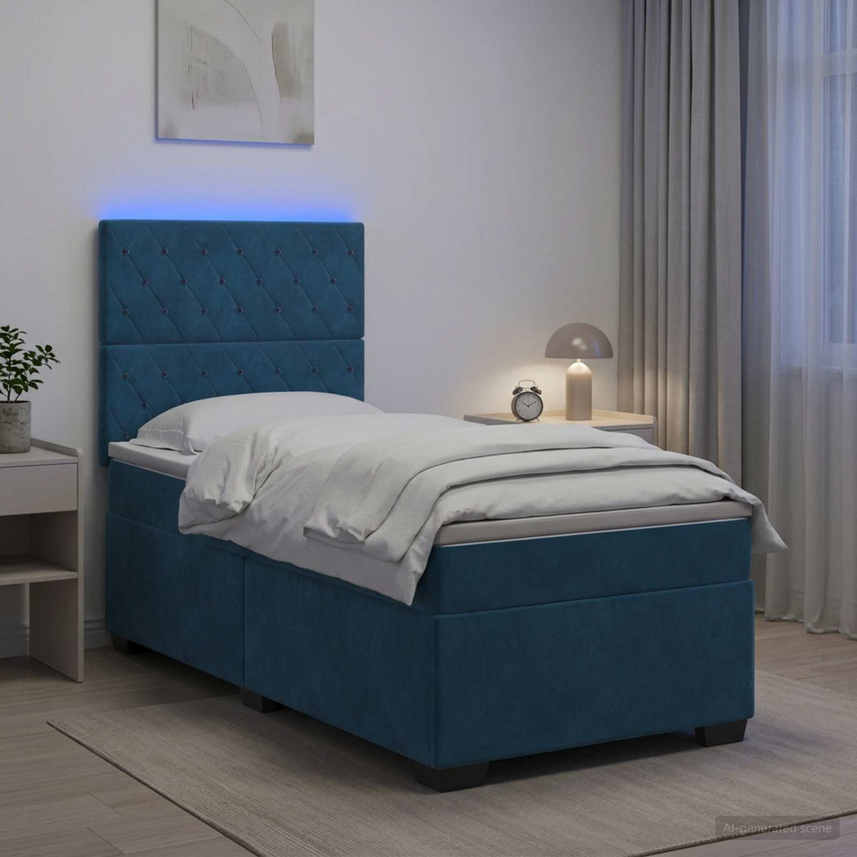 Boxspring krevet s madracem Plava 90 x 190 cm Baršun