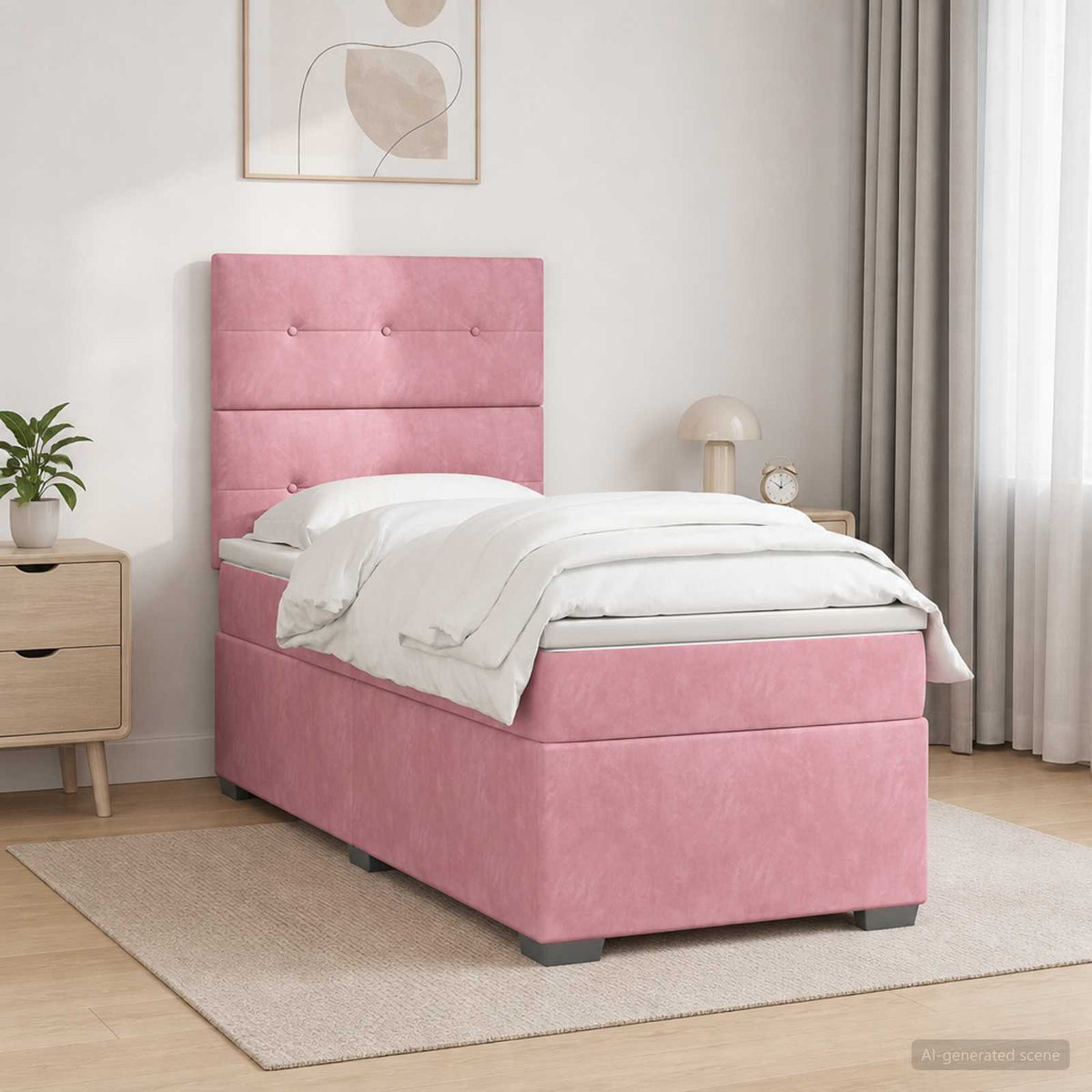 Boxspring krevet s madracem Ružičasta 90 x 200 cm Baršun