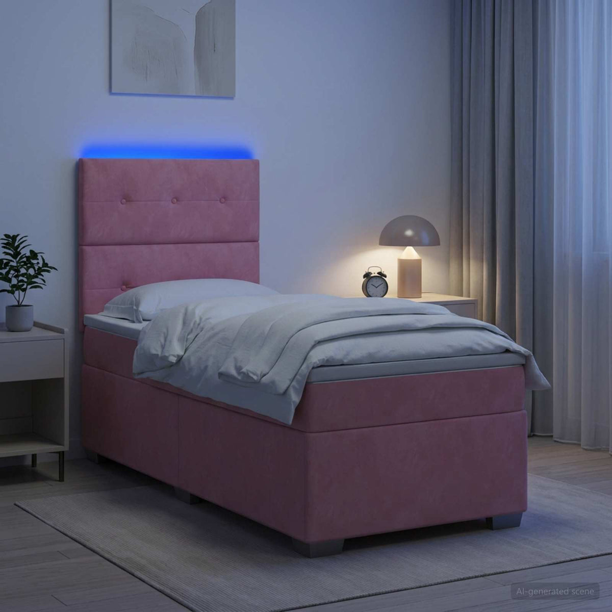 Boxspring krevet s madracem Ružičasta 90 x 200 cm Baršun