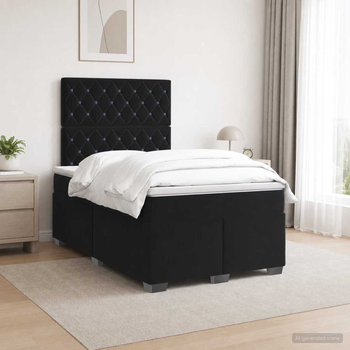 Boxspring krevet s madracem Crna 120 x 200 cm Baršun